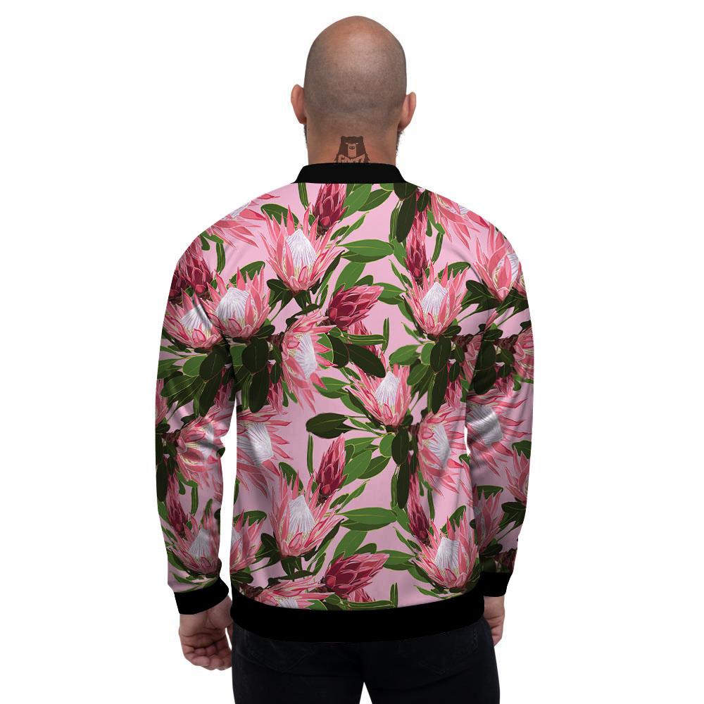 Floral Protea Print Pattern Men's Bomber Jacket-grizzshop