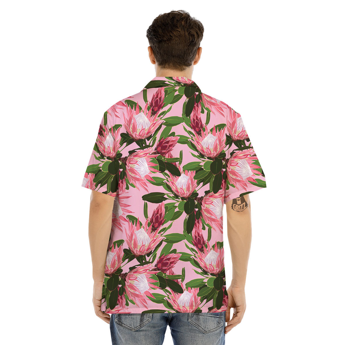 Floral Protea Print Pattern Men's Hawaiian Shirt-grizzshop