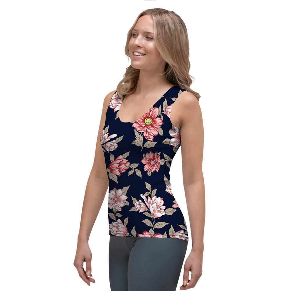 Floral Rose Print Women's Tank Top-grizzshop