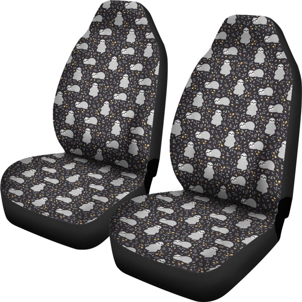 Floral Sloth Print Pattern Universal Fit Car Seat Cover-grizzshop