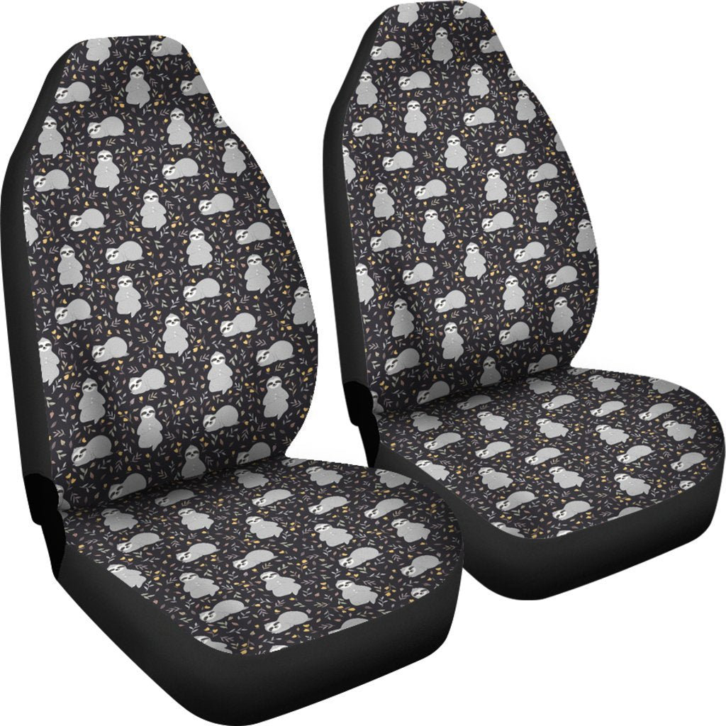 Floral Sloth Print Pattern Universal Fit Car Seat Cover-grizzshop