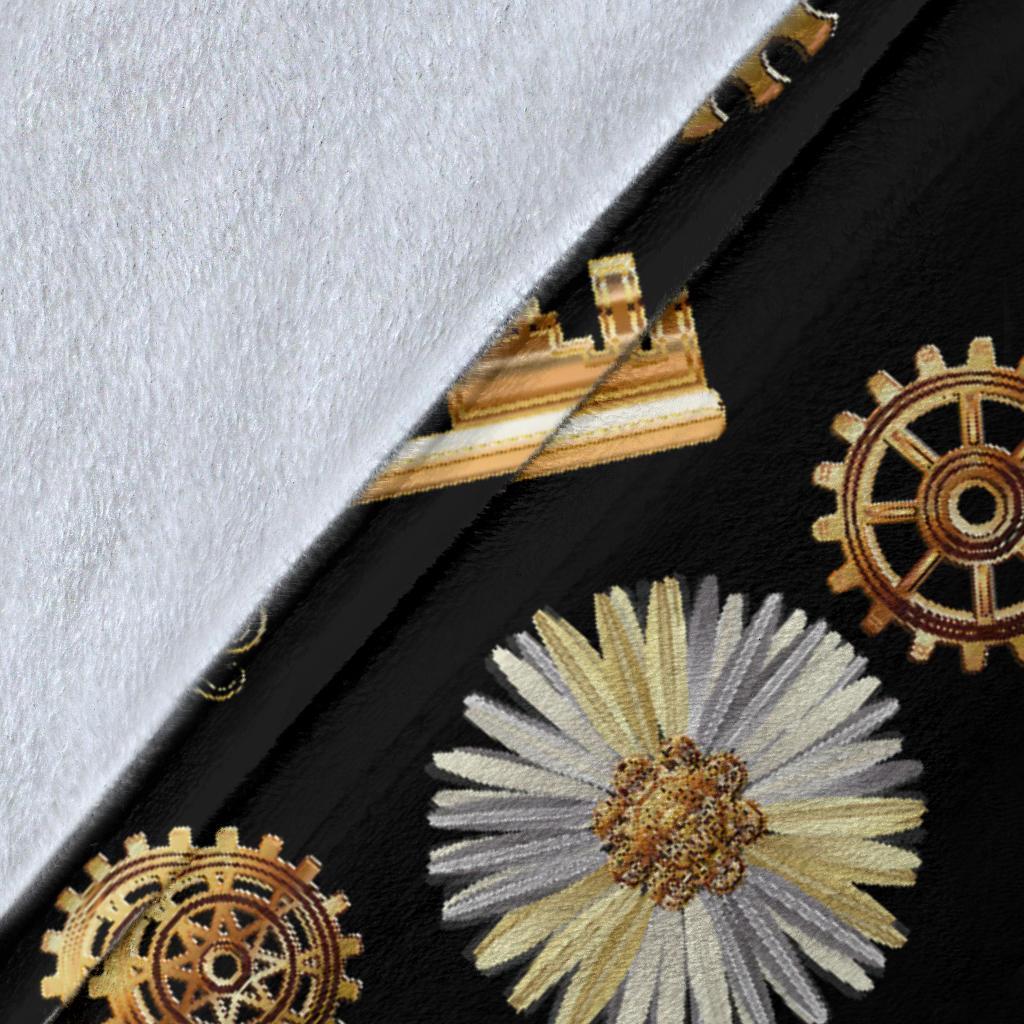 Floral Steampunk Pattern Print Blanket-grizzshop