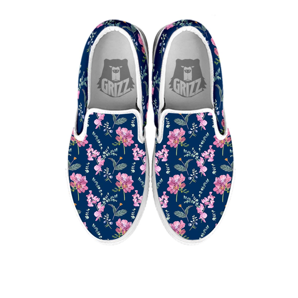 Floral Sweet Pea Print Pattern White Slip On Shoes-grizzshop