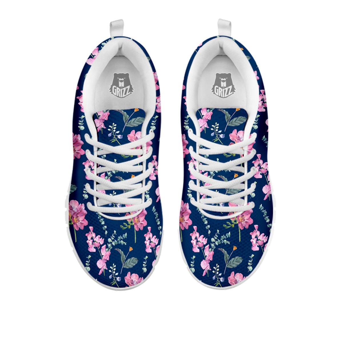 Floral Sweet Pea Print Pattern White Sneaker-grizzshop