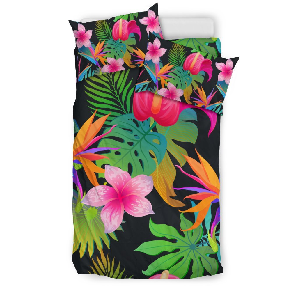 Floral Tropical Hawaiian Flower Hibiscus Palm Leaves Pattern Print Duvet Cover Bedding Set-grizzshop