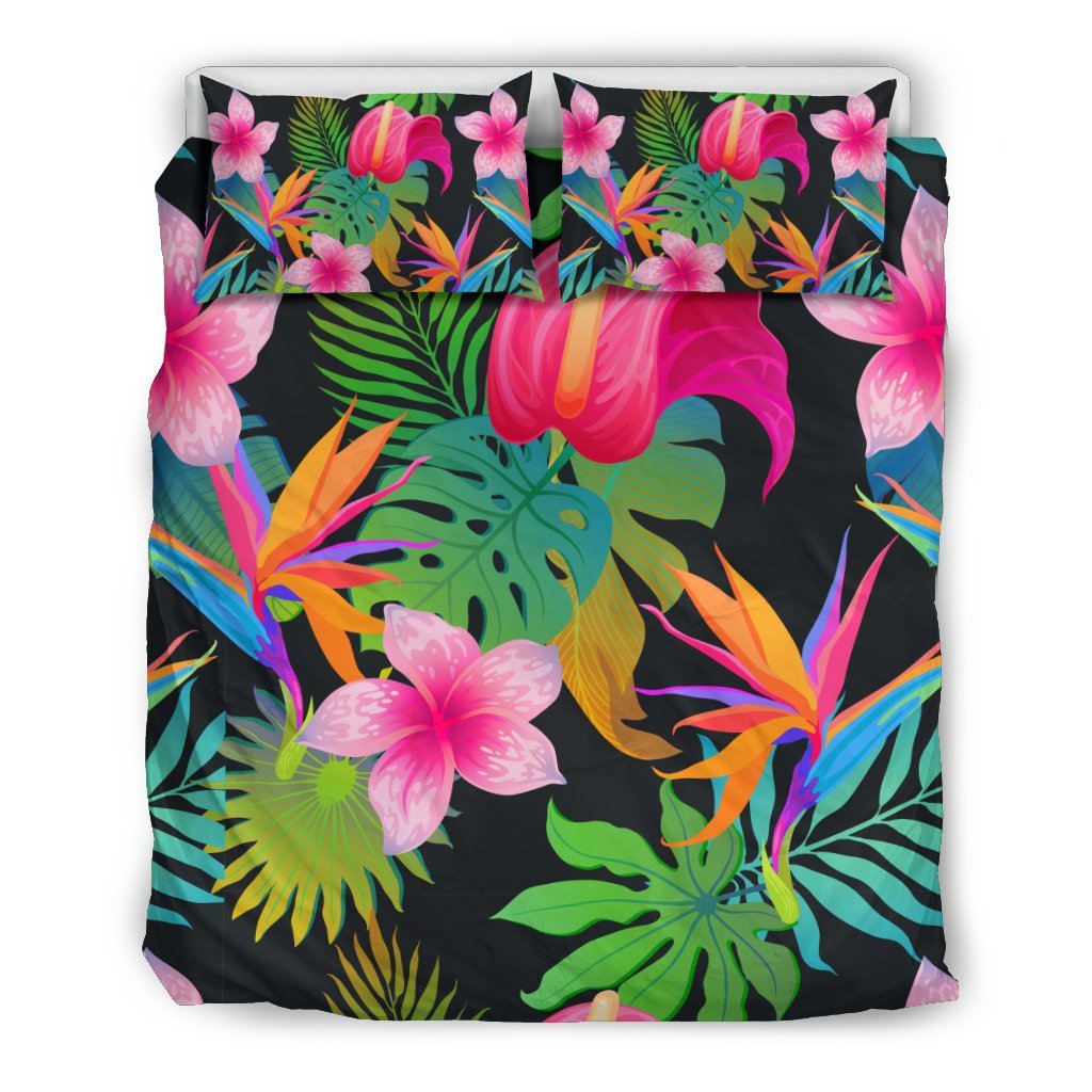 Floral Tropical Hawaiian Flower Hibiscus Palm Leaves Pattern Print Duvet Cover Bedding Set-grizzshop