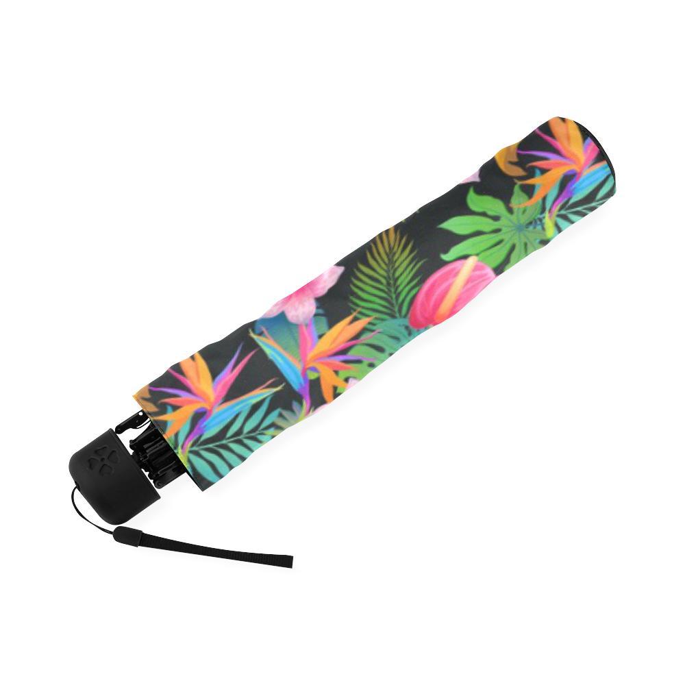 Floral Tropical Hawaiian Flower Hibiscus Palm Leaves Pattern Print Foldable Umbrella-grizzshop