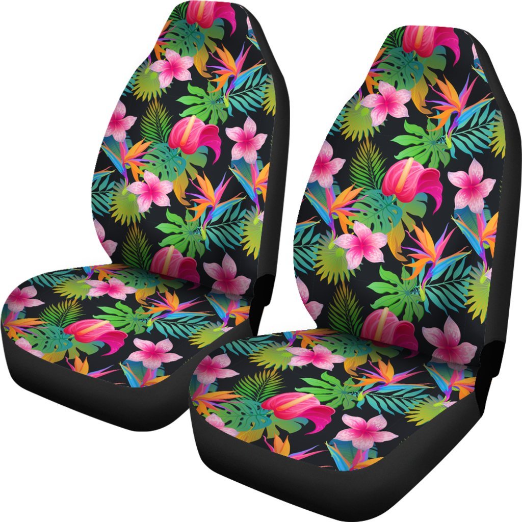 Floral Tropical Hawaiian Flower Hibiscus Palm Leaves Pattern Print Universal Fit Car Seat Cover-grizzshop
