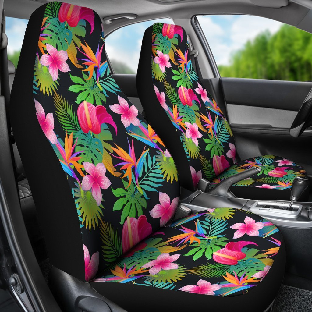 Floral Tropical Hawaiian Flower Hibiscus Palm Leaves Pattern Print Universal Fit Car Seat Cover-grizzshop