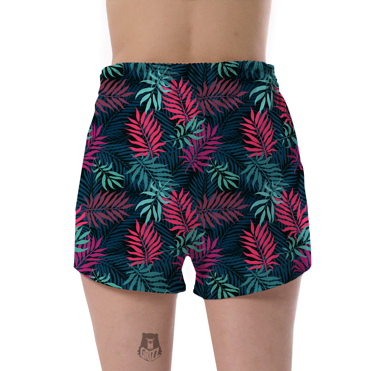 Floral Tropical Hawaiian Palm Leaves Pattern Print Women's Shorts-grizzshop