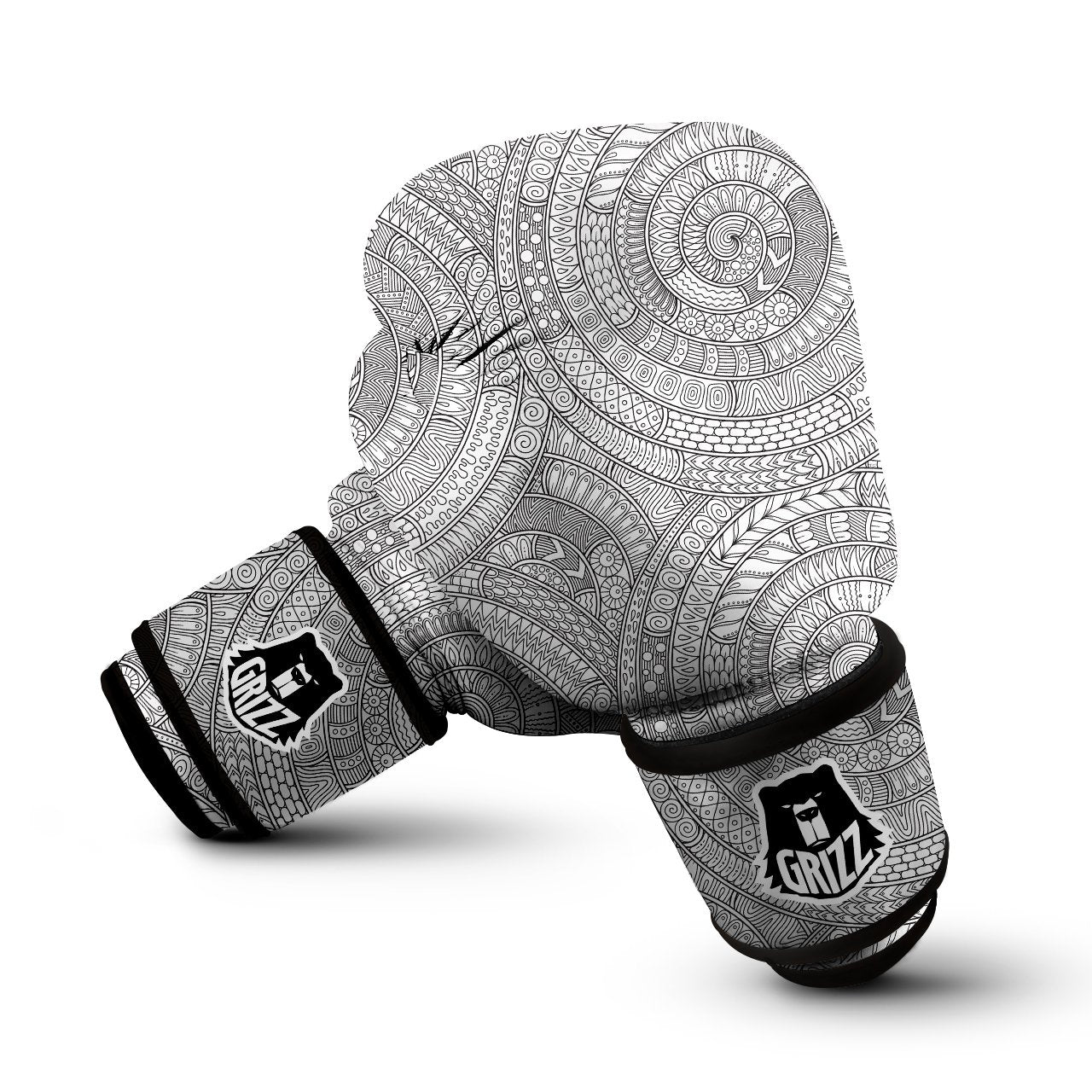 Floral Zentangle Print Pattern Boxing Gloves-grizzshop