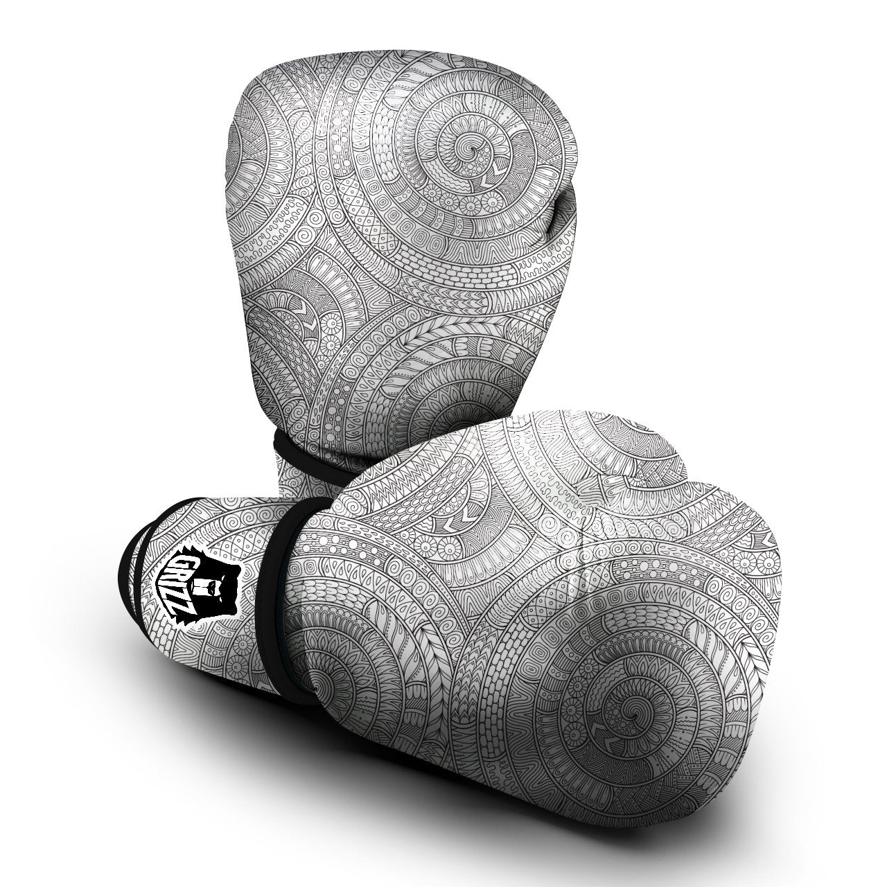 Floral Zentangle Print Pattern Boxing Gloves-grizzshop