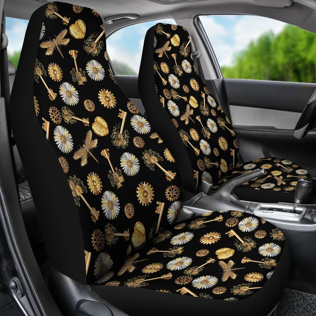 Floral Steampunk Pattern Print Car Seat Cover-grizzshop