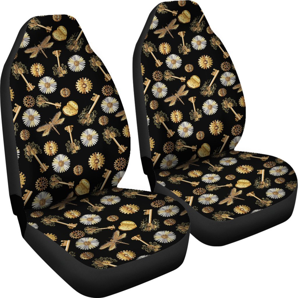Floral Steampunk Pattern Print Car Seat Cover-grizzshop