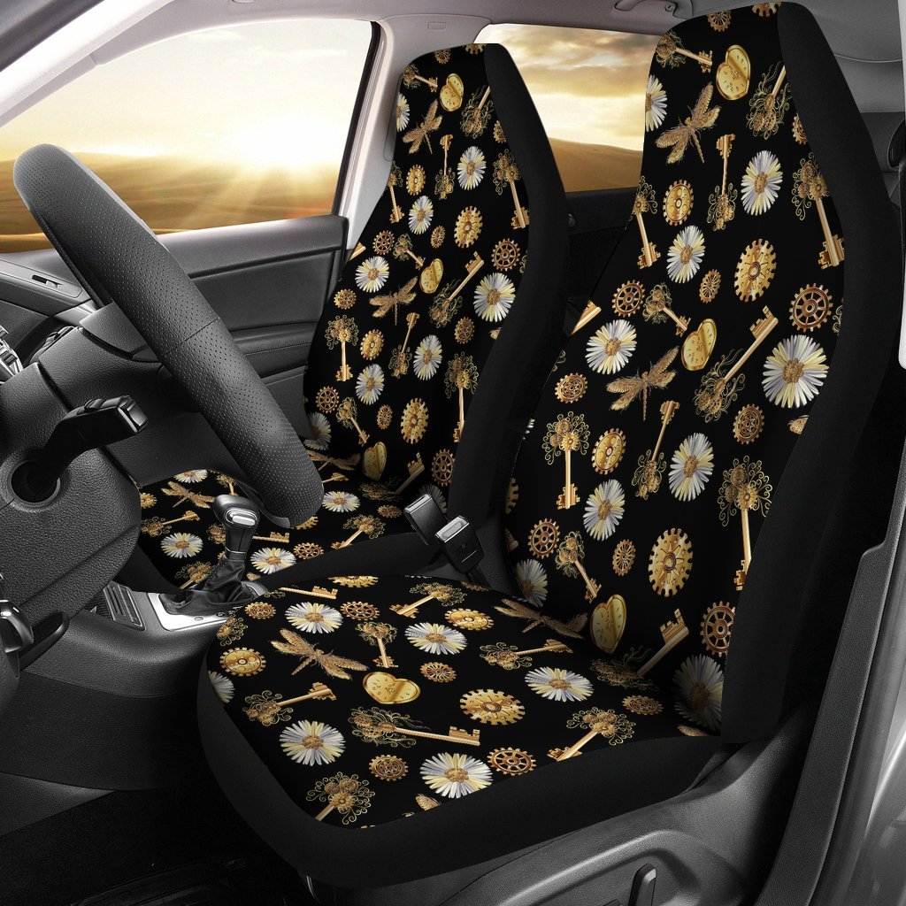 Floral Steampunk Pattern Print Car Seat Cover-grizzshop