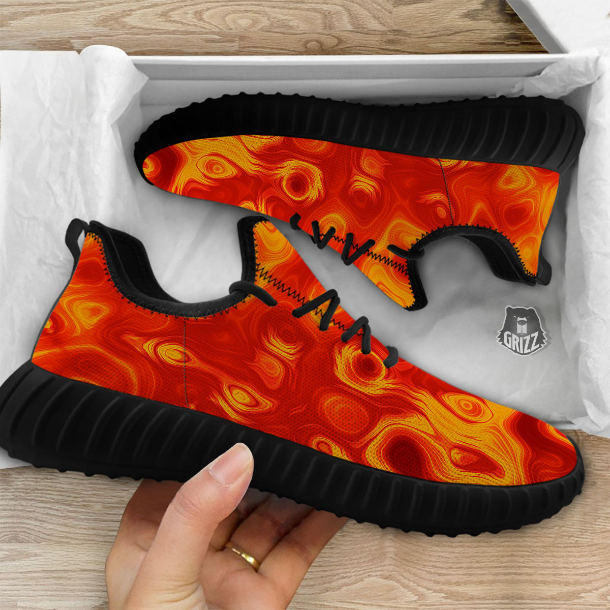 Flow Lava Print Black Walking Shoes-grizzshop