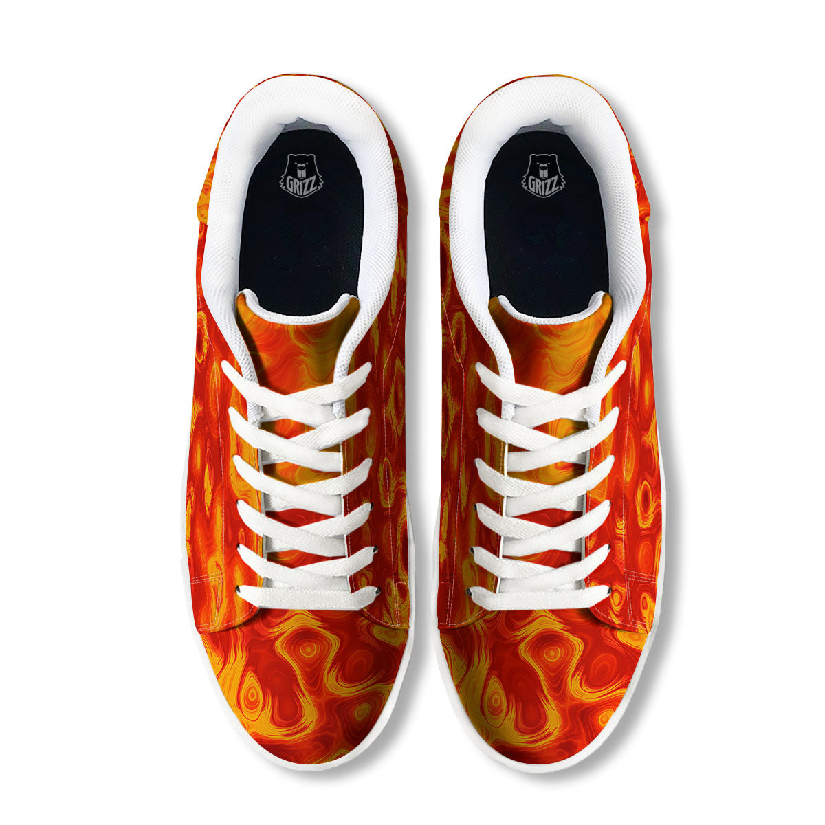 Flow Lava Print White Low Top Sneakers-grizzshop