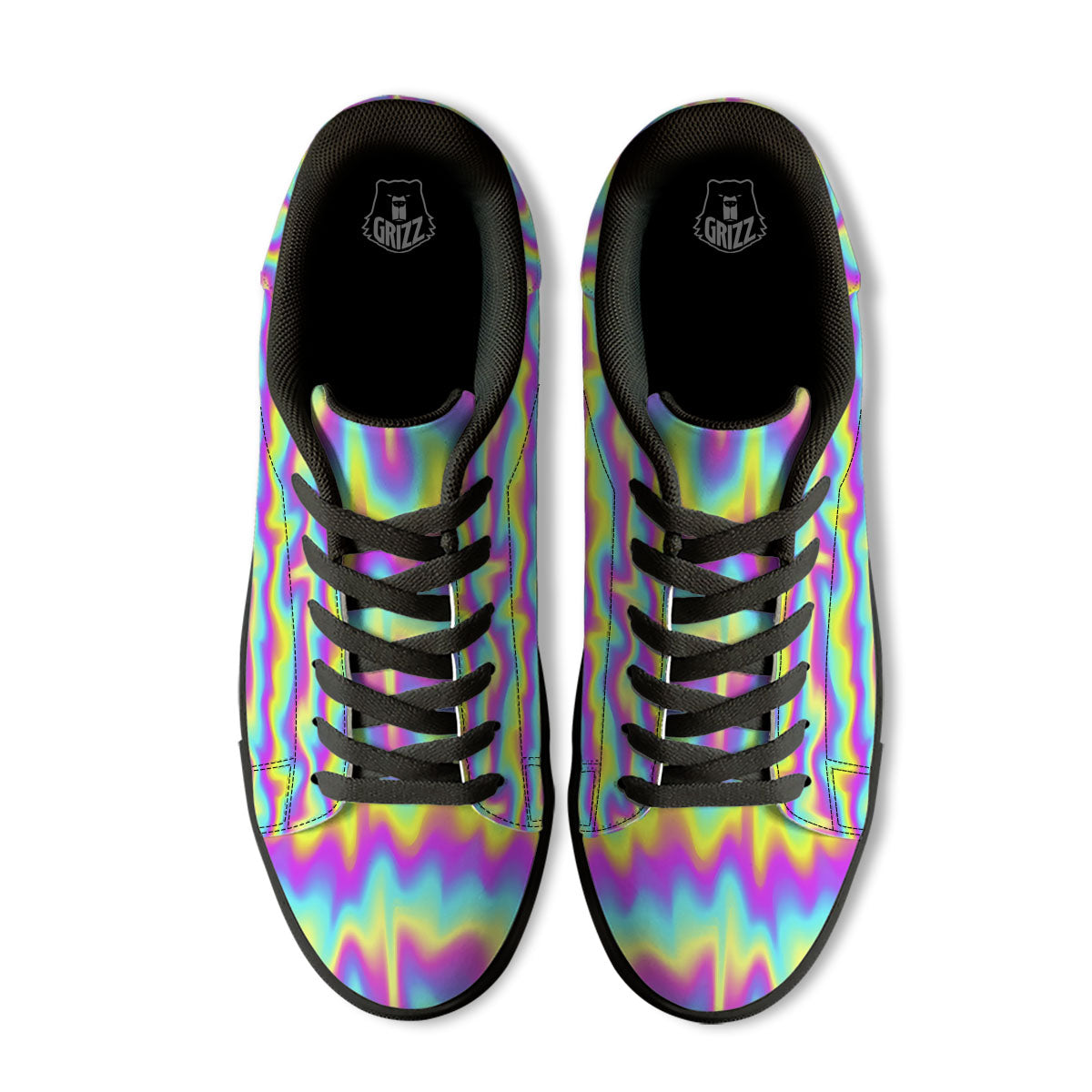 Flow Rainbow Print Pattern Black Low Top Sneakers-grizzshop