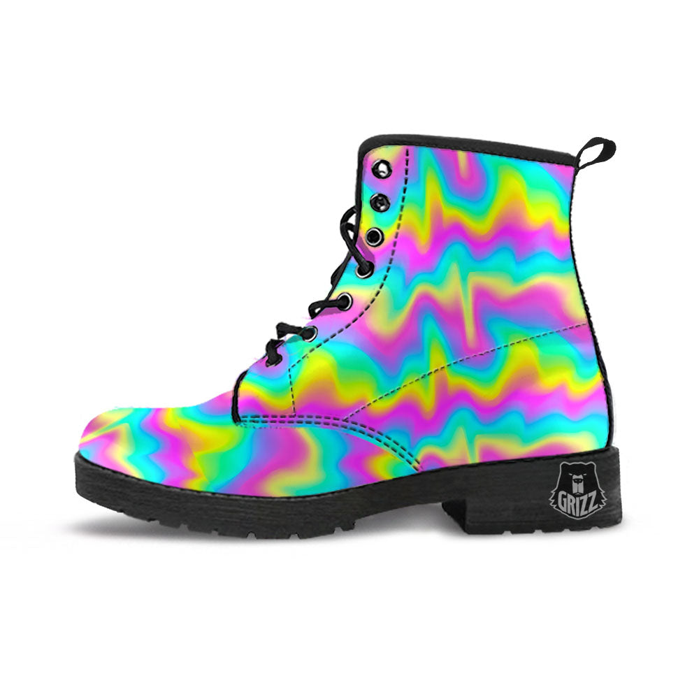 Flow Rainbow Print Pattern Leather Boots-grizzshop