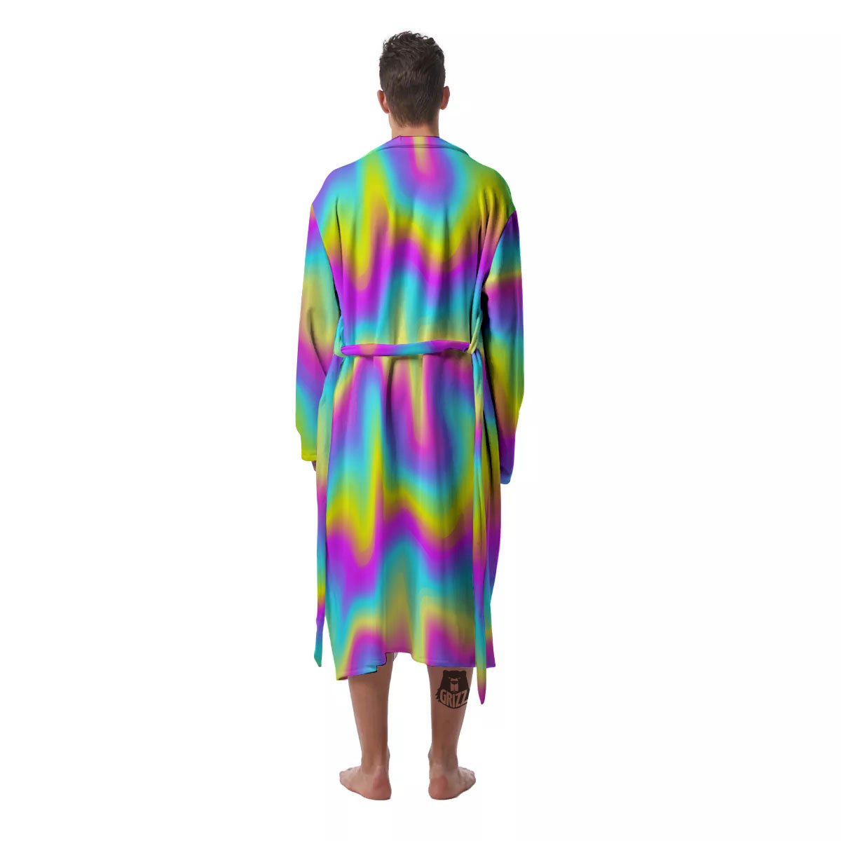 Flow Rainbow Print Pattern Men's Robe-grizzshop