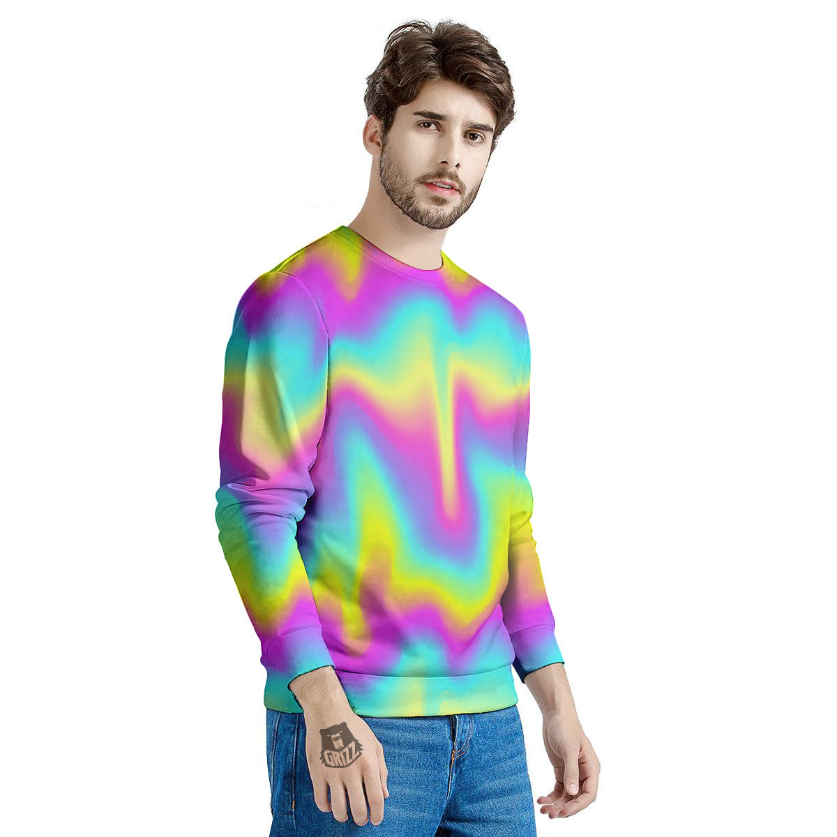 Flow Rainbow Print Pattern Men's Sweatshirt-grizzshop