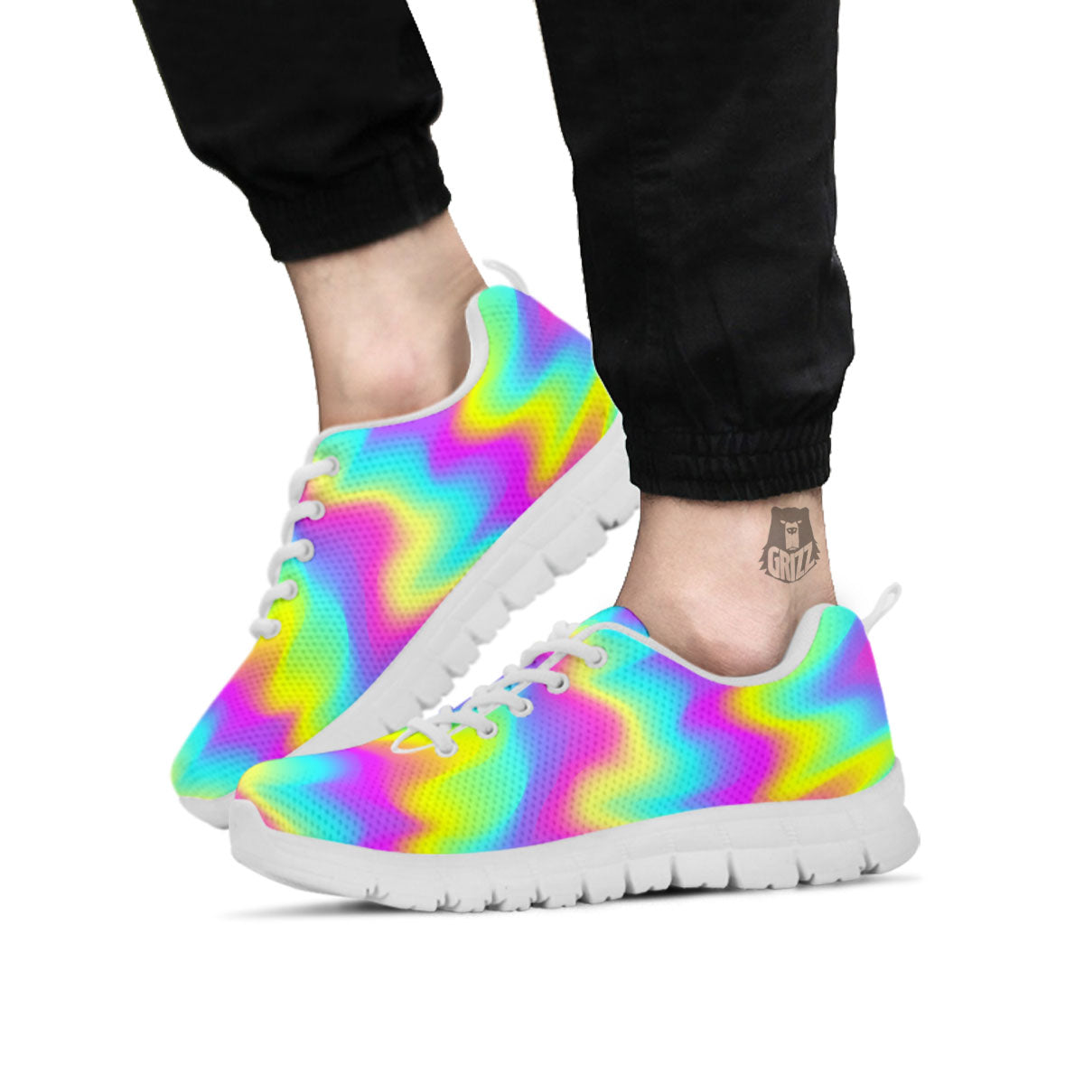 Flow Rainbow Print Pattern White Sneaker-grizzshop