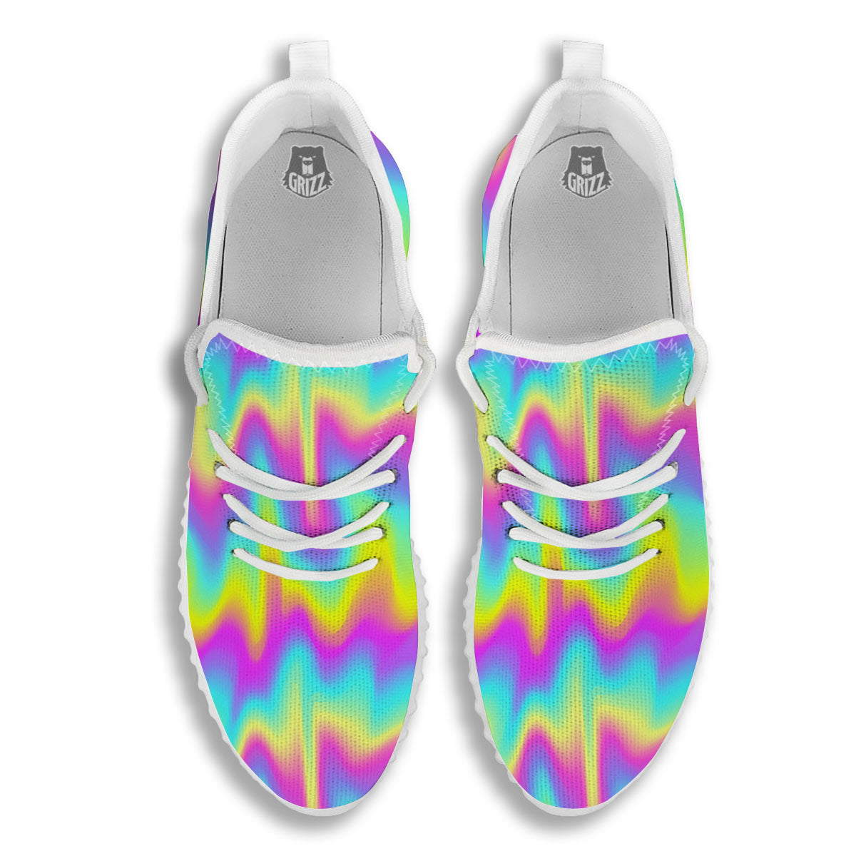 Flow Rainbow Print Pattern White Walking Shoes-grizzshop