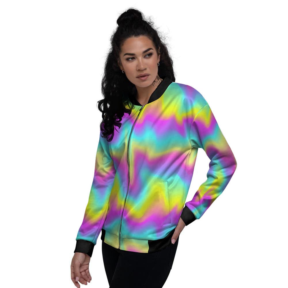 Flow Rainbow Print Pattern Women's Bomber Jacket-grizzshop