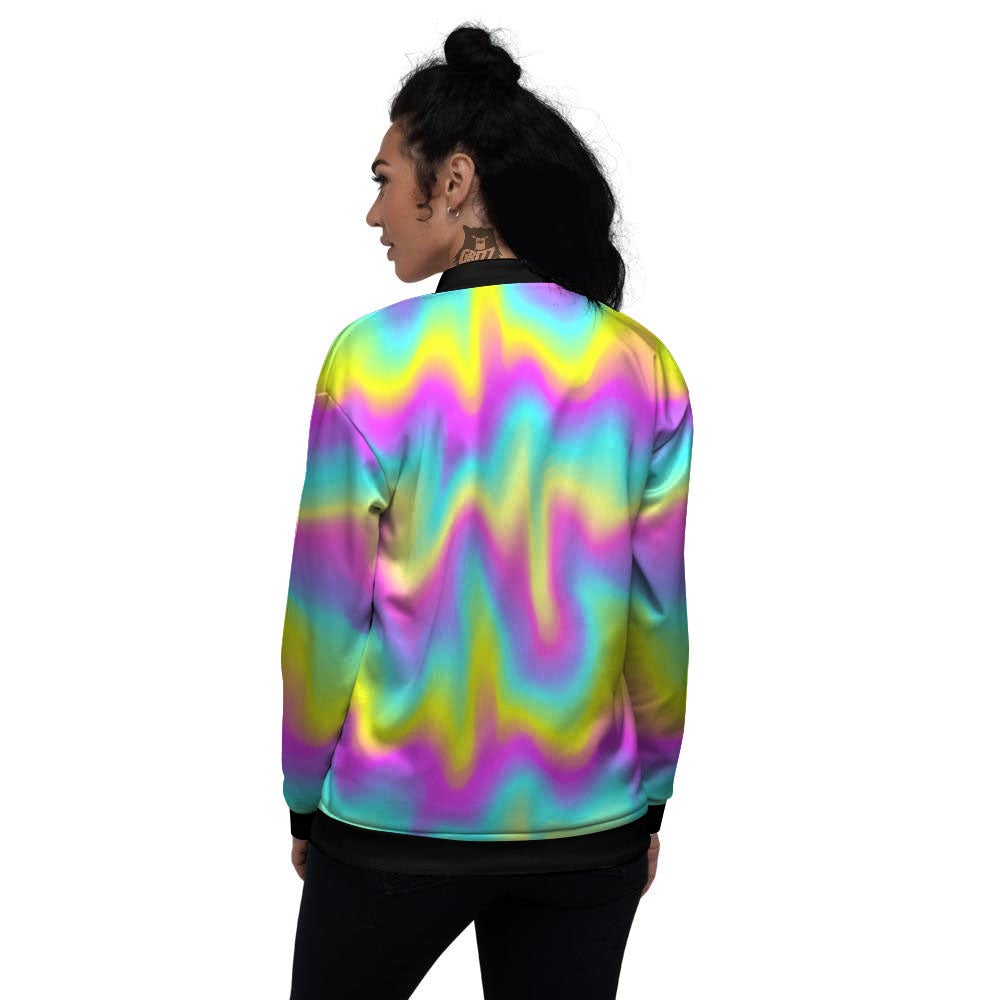 Flow Rainbow Print Pattern Women's Bomber Jacket-grizzshop