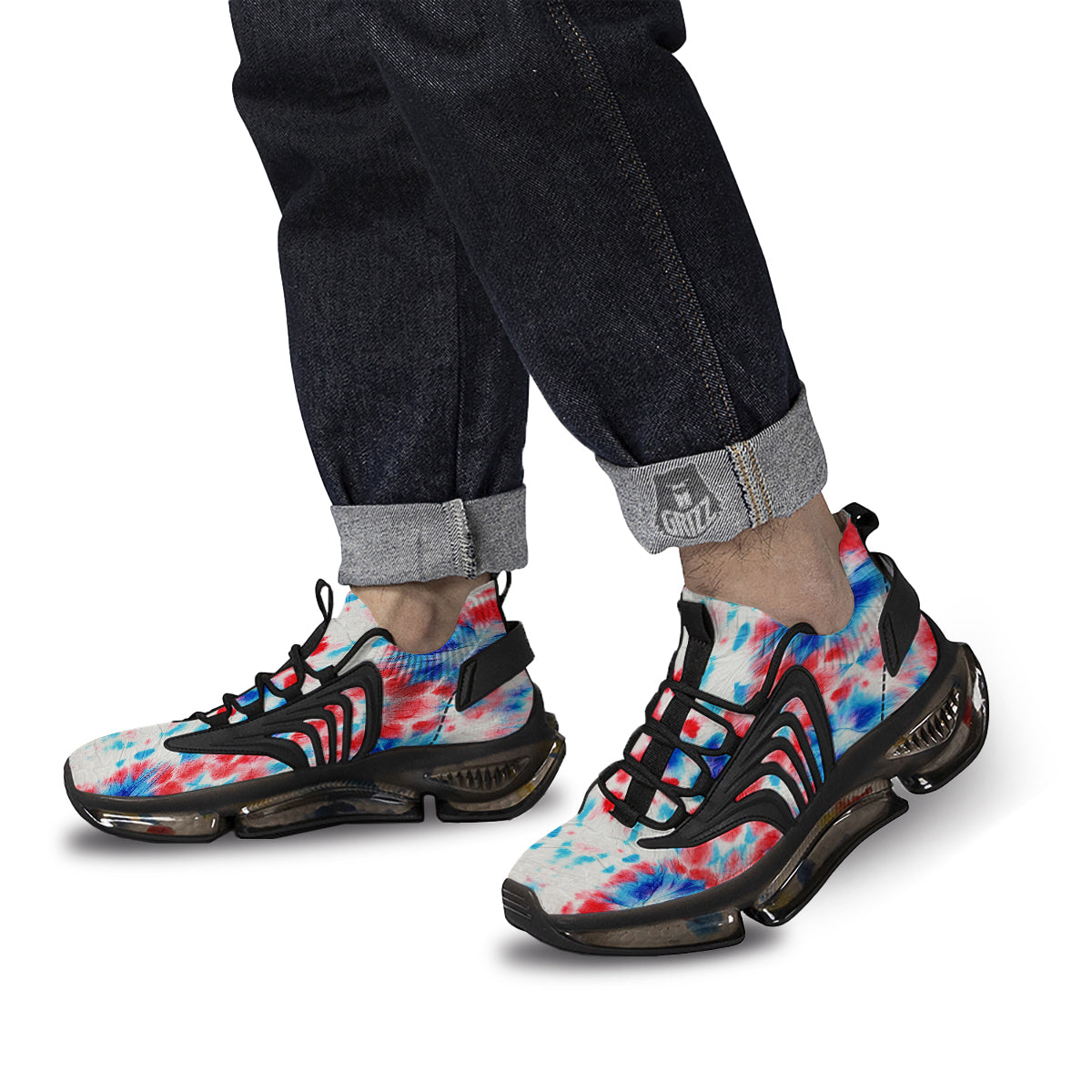 Flower Abstract Mark Red And Blue Print Black Gym Shoes-grizzshop