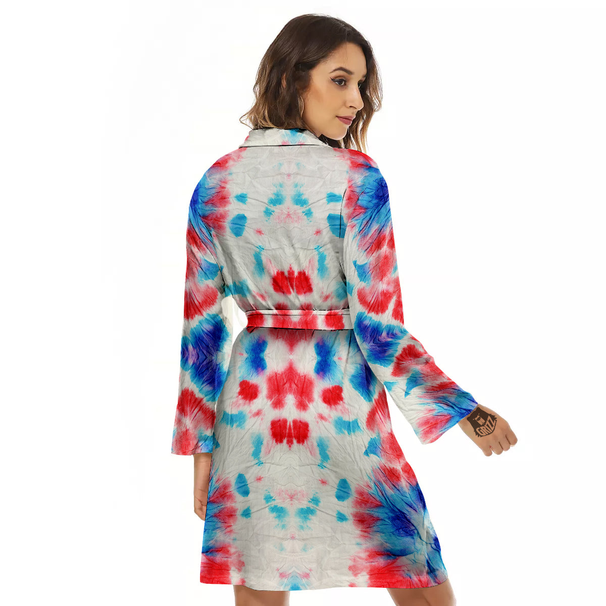 Flower Abstract Mark Red And Blue Print Women's Robe-grizzshop