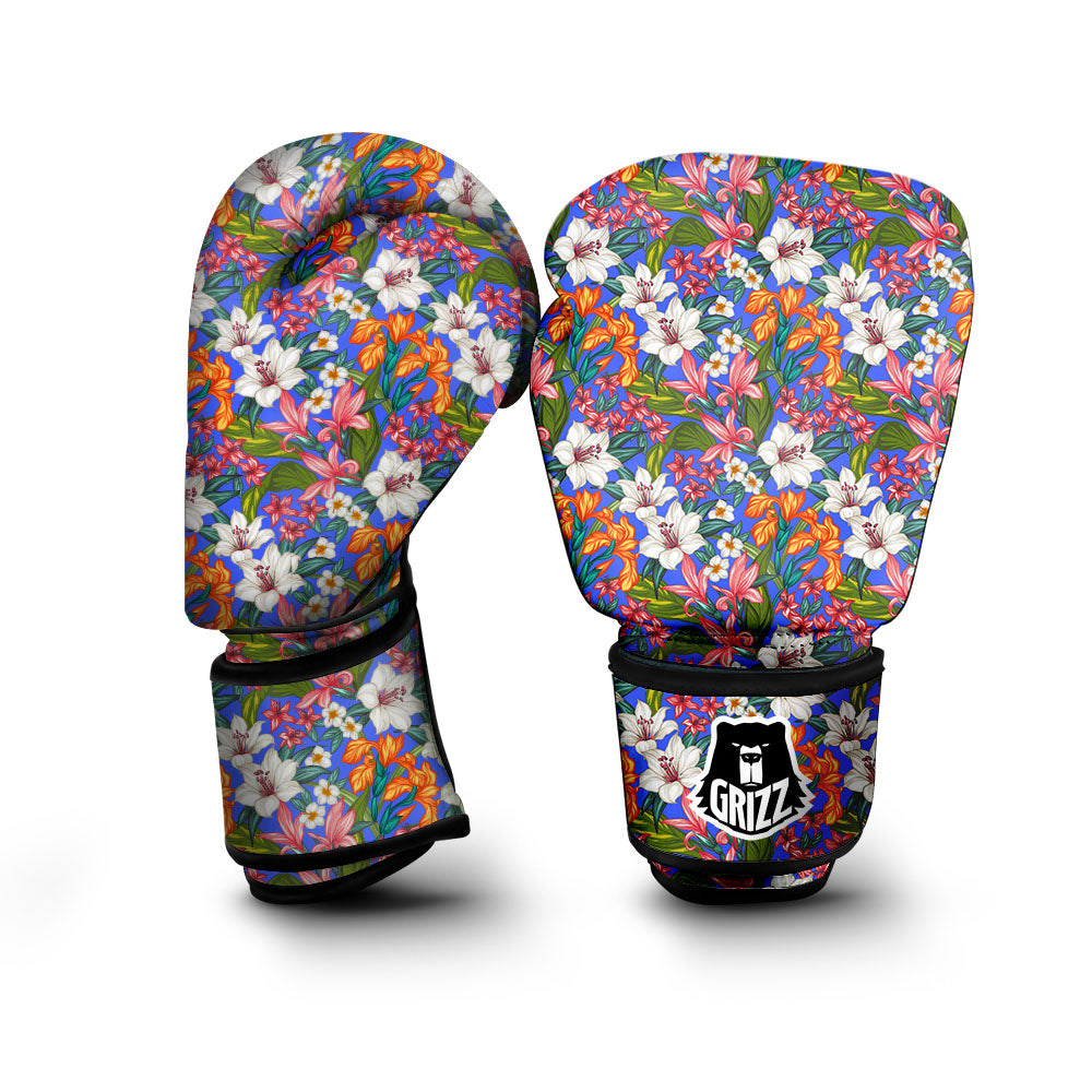 Flower Aloha Hawaiian Print Boxing Gloves-grizzshop