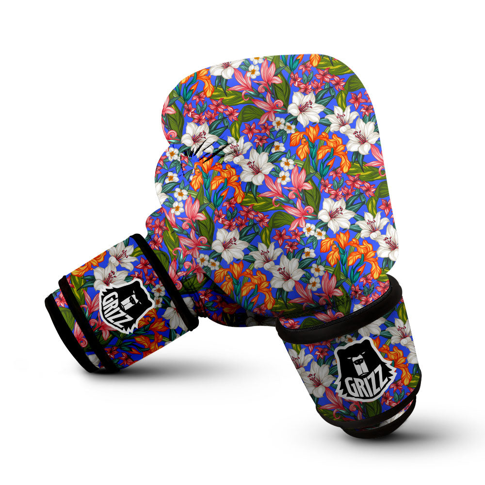 Flower Aloha Hawaiian Print Boxing Gloves-grizzshop