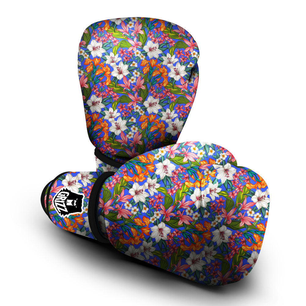 Flower Aloha Hawaiian Print Boxing Gloves-grizzshop