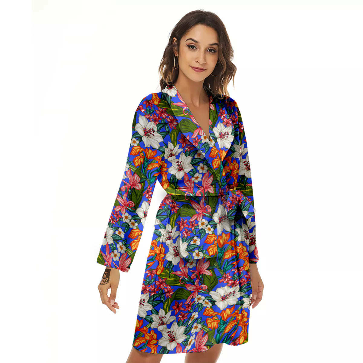 Flower Aloha Hawaiian Print Women's Robe-grizzshop