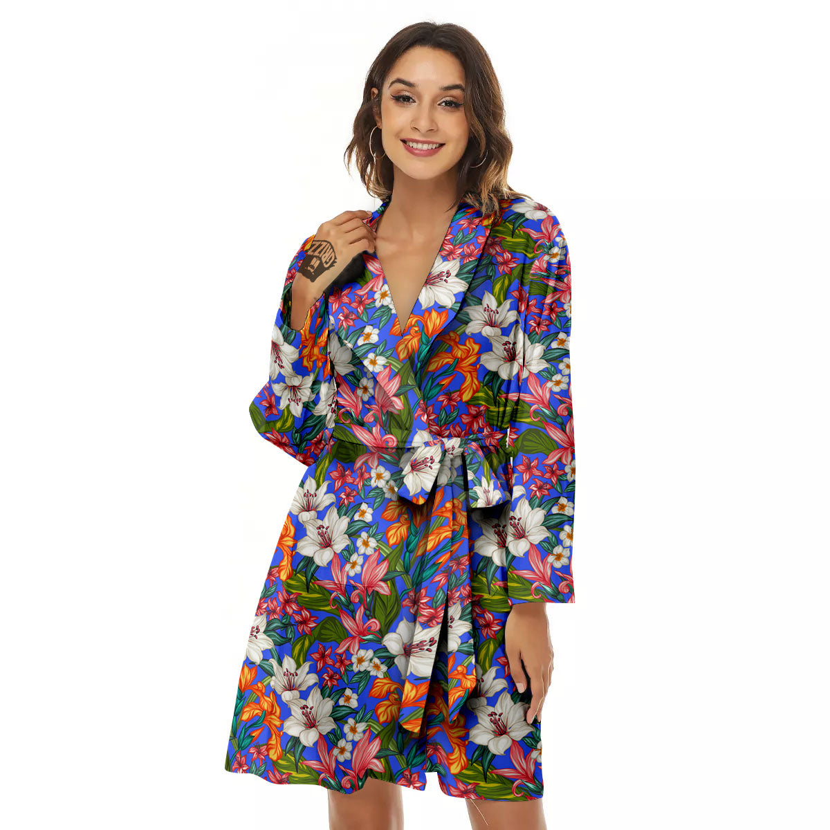 Flower Aloha Hawaiian Print Women's Robe-grizzshop