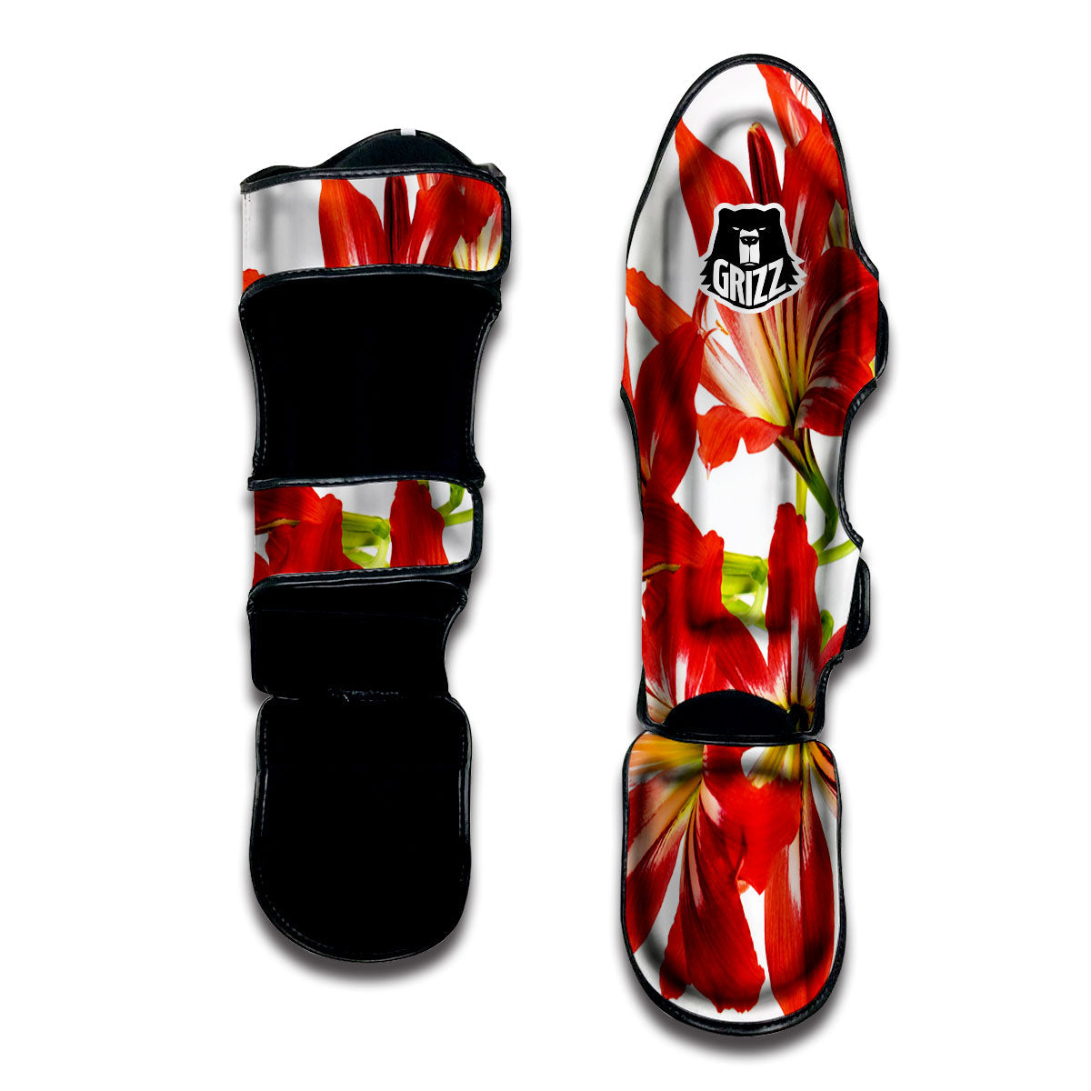 Flower Amaryllis Print Muay Thai Shin Guards-grizzshop