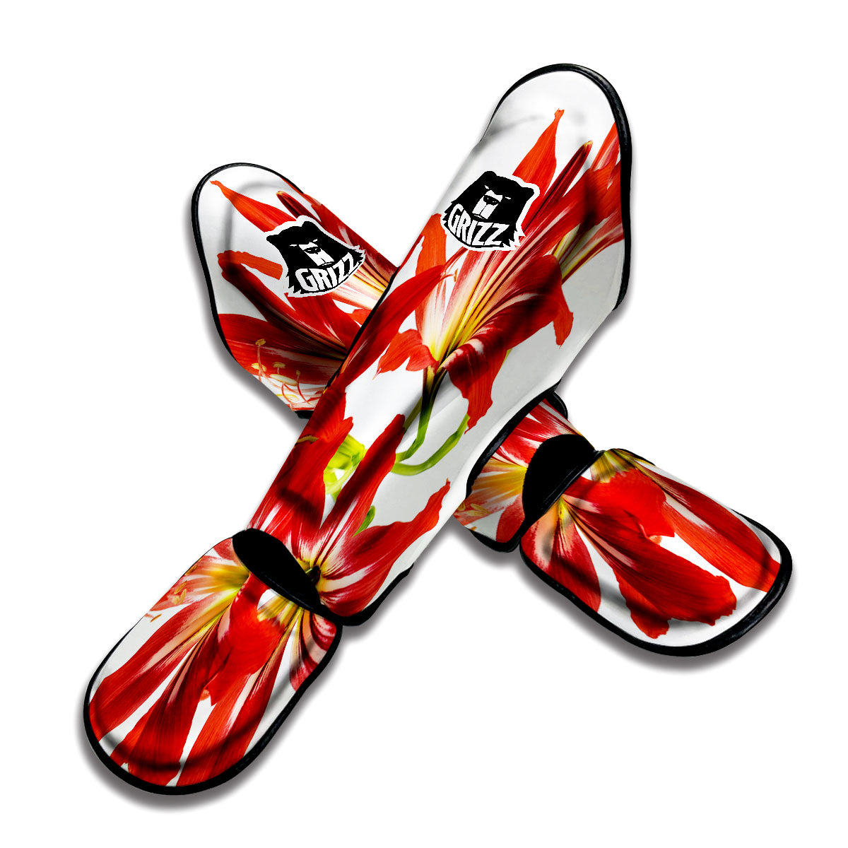 Flower Amaryllis Print Muay Thai Shin Guards-grizzshop