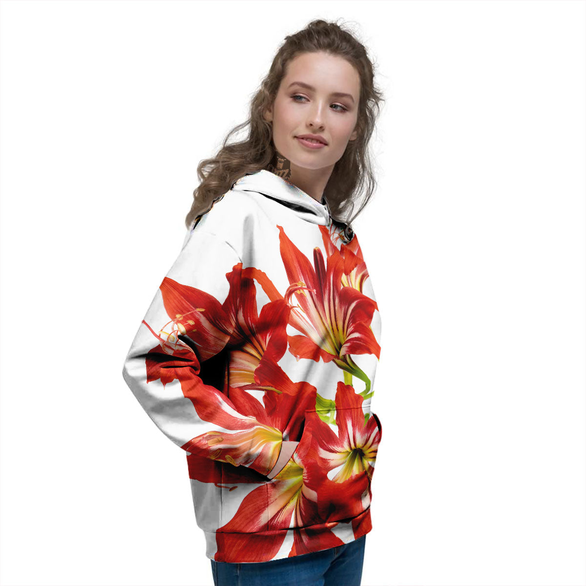Flower Amaryllis Print Women's Hoodie-grizzshop