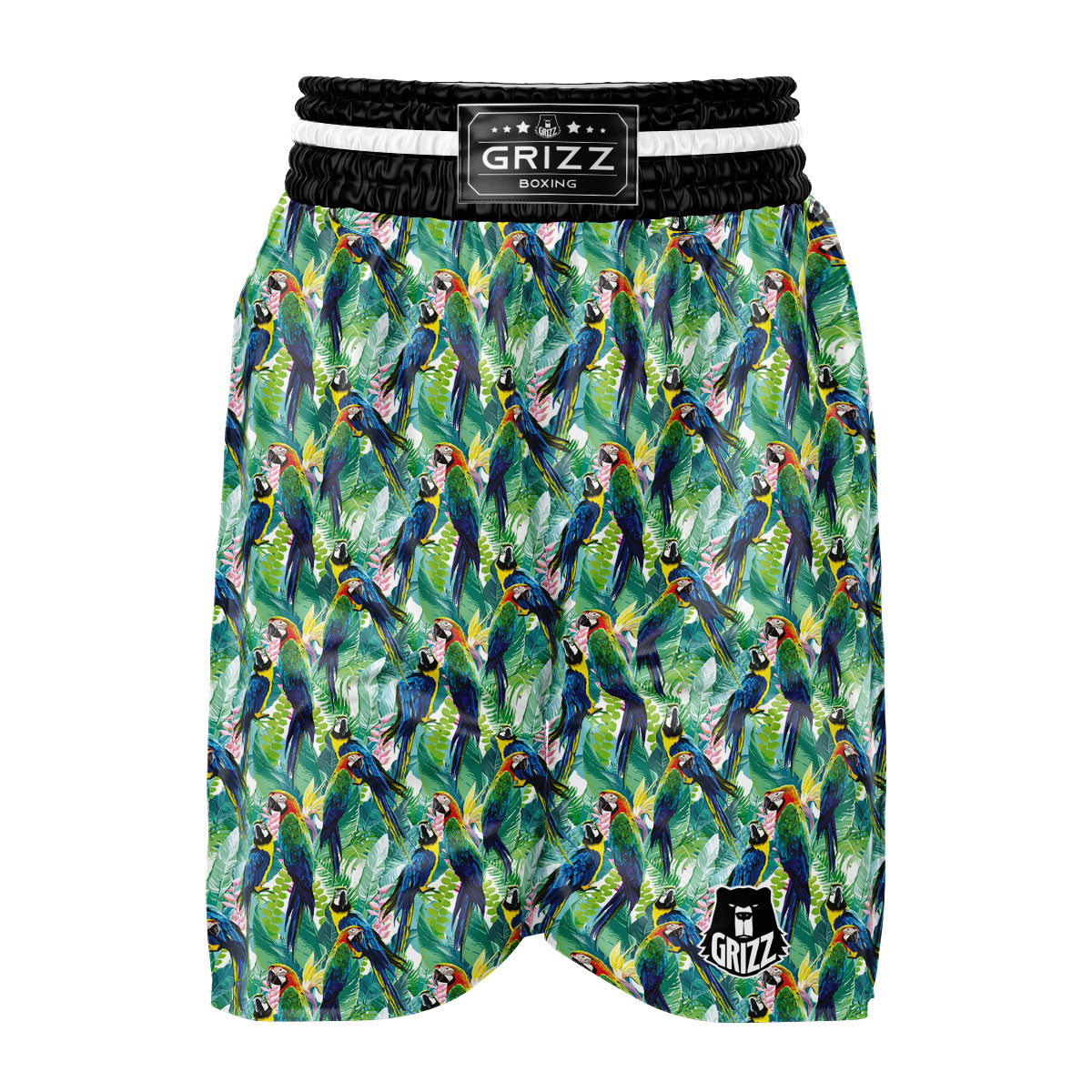 Flower And Parrot Print Pattern Boxing Shorts-grizzshop