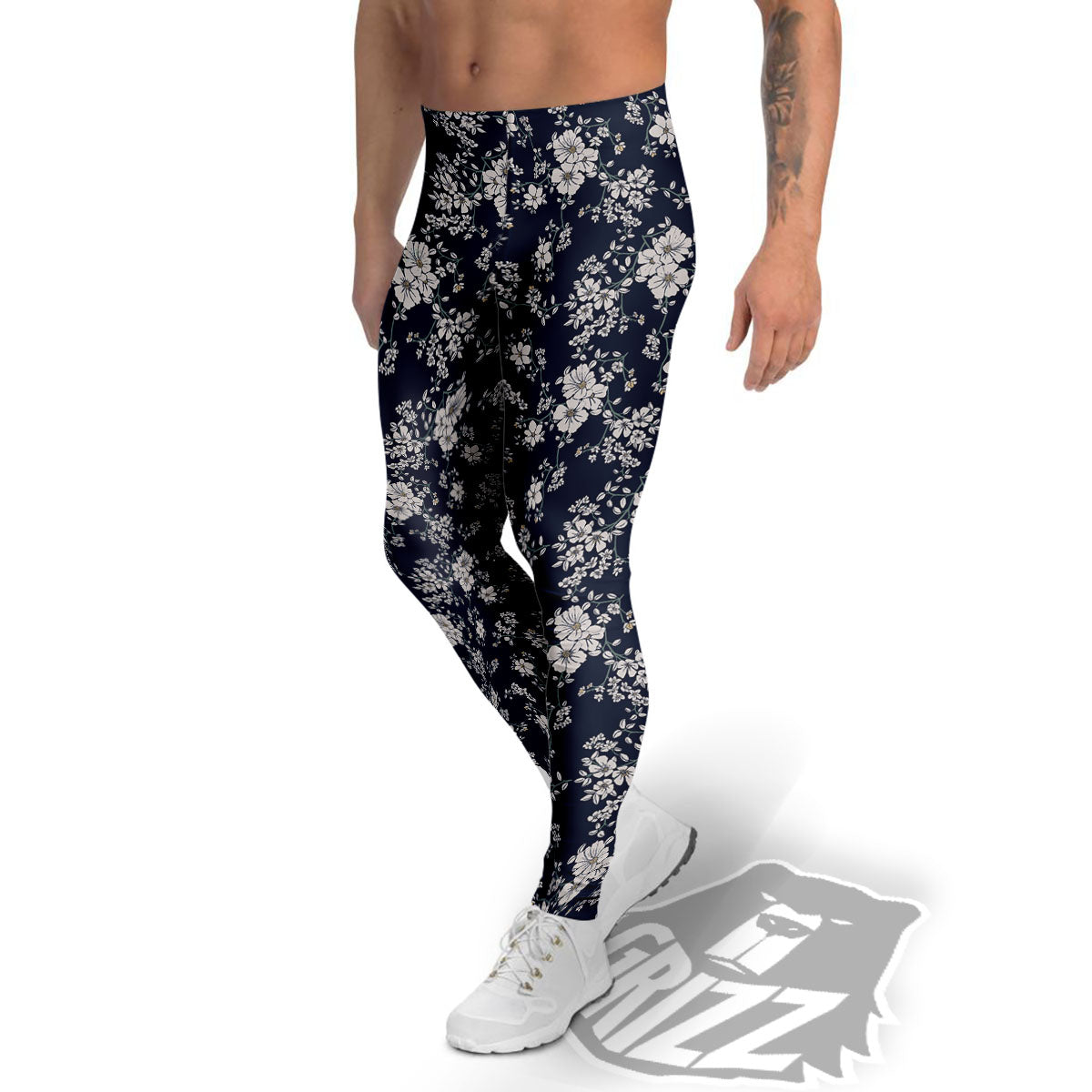 Flower Blossom Floral Print Pattern Men's Leggings-grizzshop