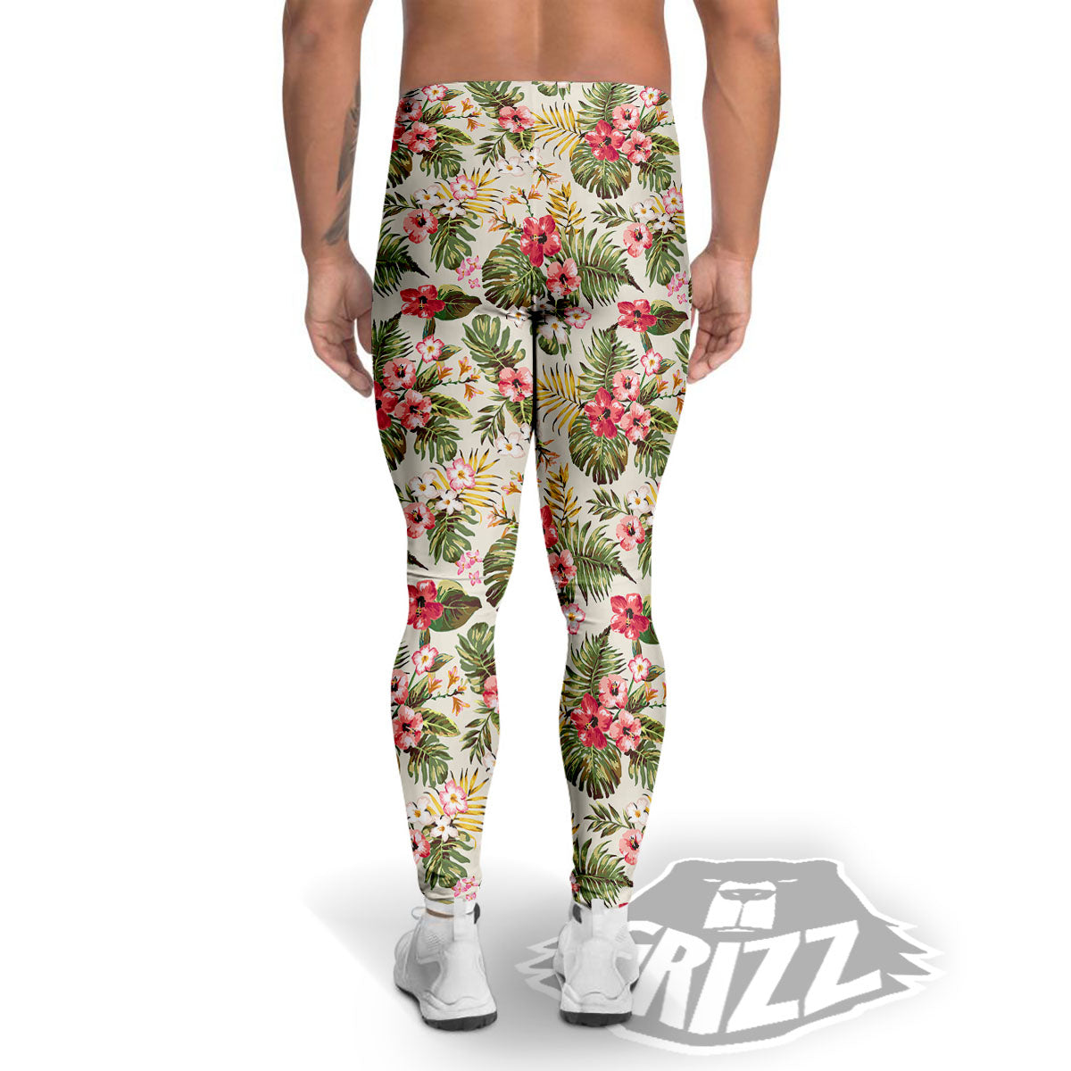Flower Blossom Tropical Print Pattern Men's Leggings-grizzshop