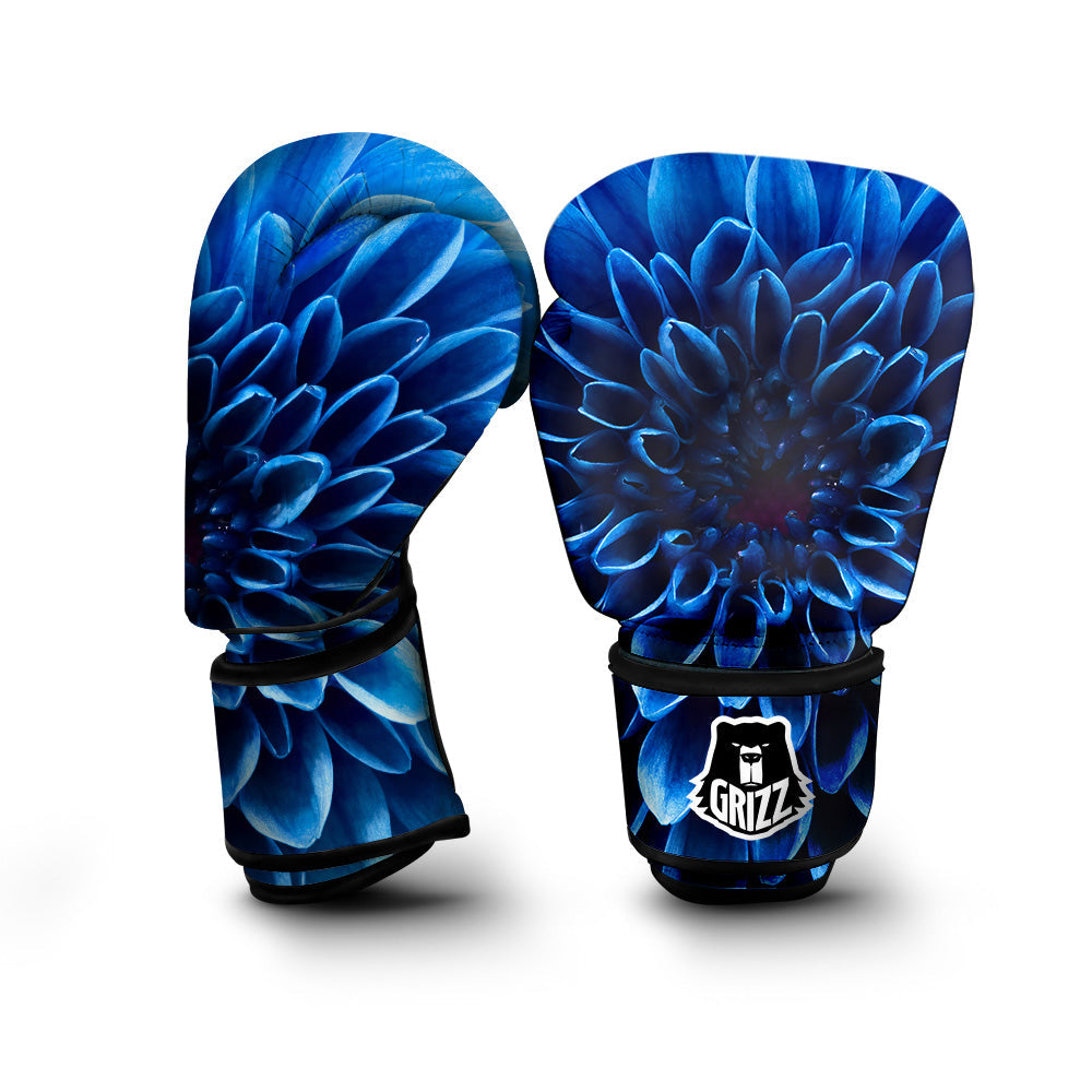 Flower Blue Chrysanthemum Print Boxing Gloves-grizzshop