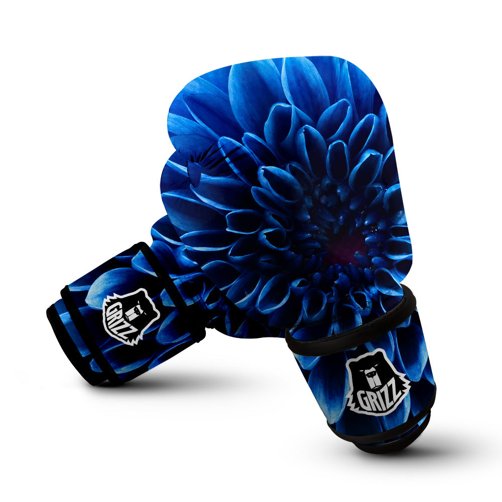 Flower Blue Chrysanthemum Print Boxing Gloves-grizzshop