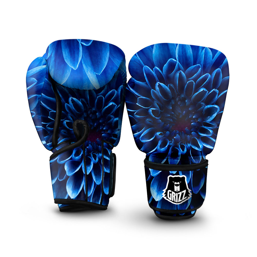 Flower Blue Chrysanthemum Print Boxing Gloves-grizzshop