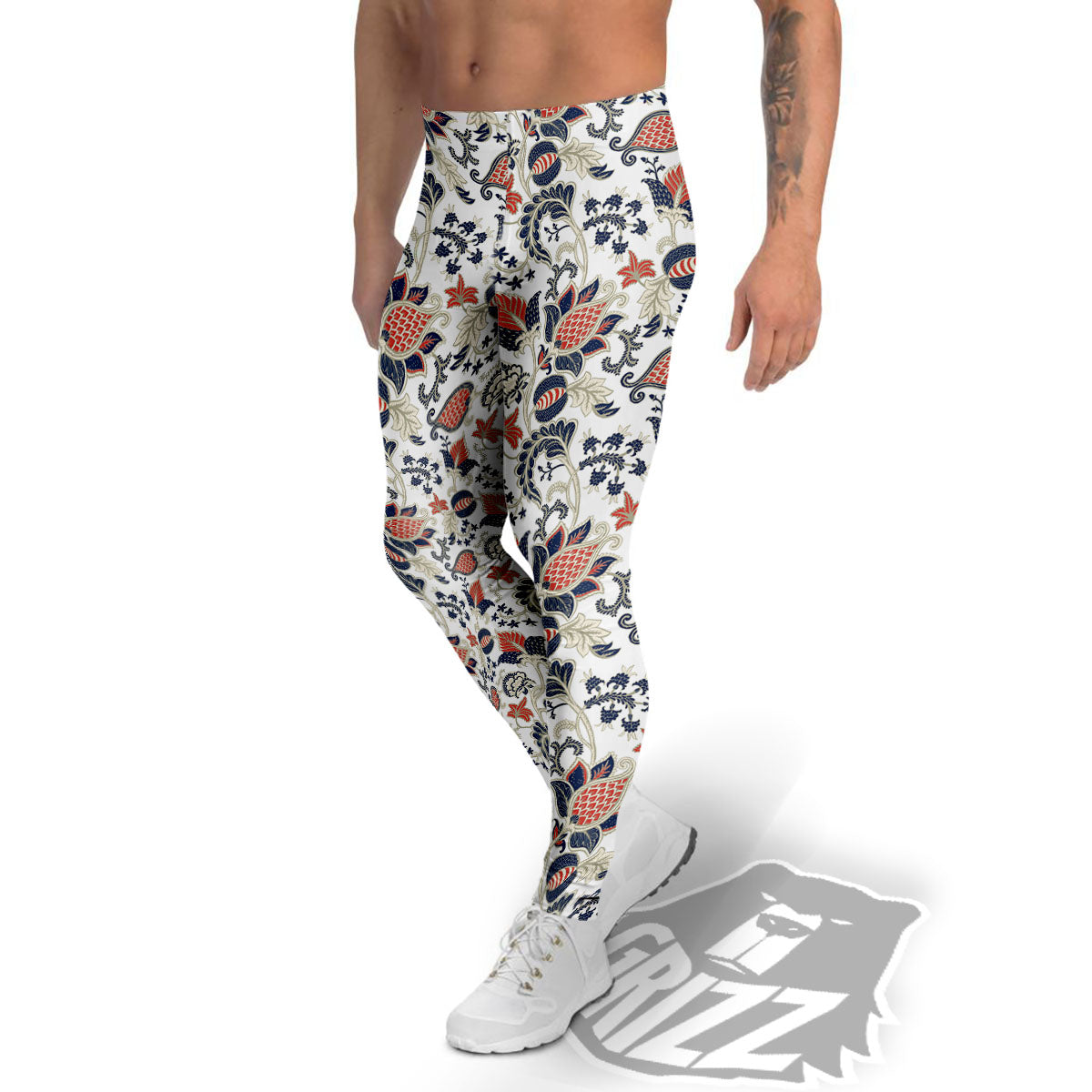 Flower Boho Paisley Print Pattern Men's Leggings-grizzshop