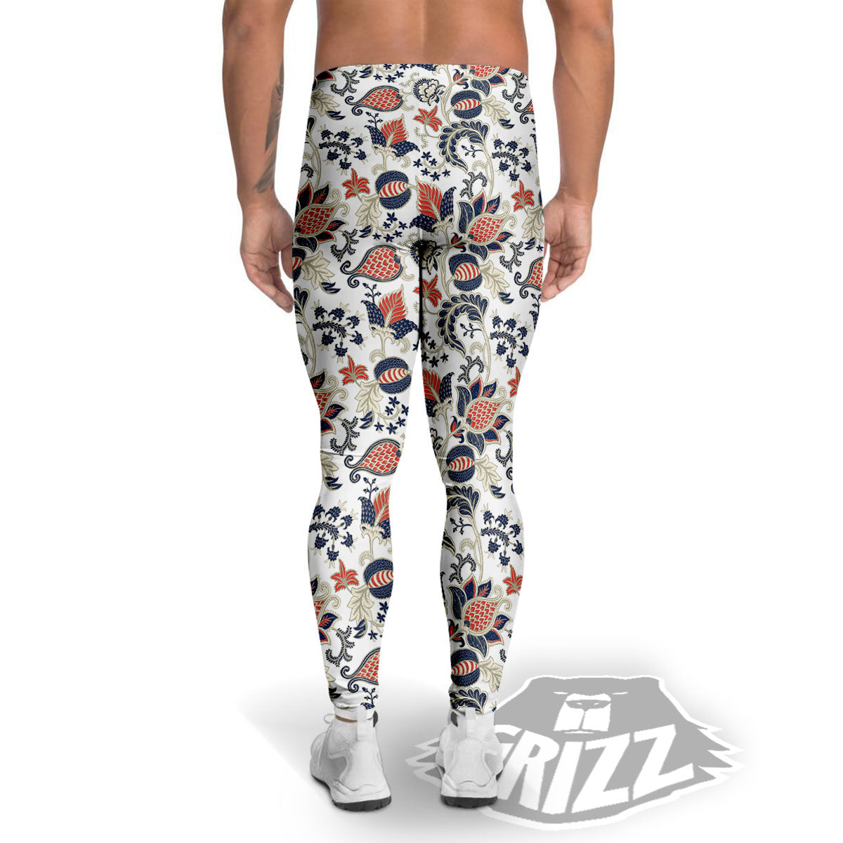 Flower Boho Paisley Print Pattern Men's Leggings-grizzshop