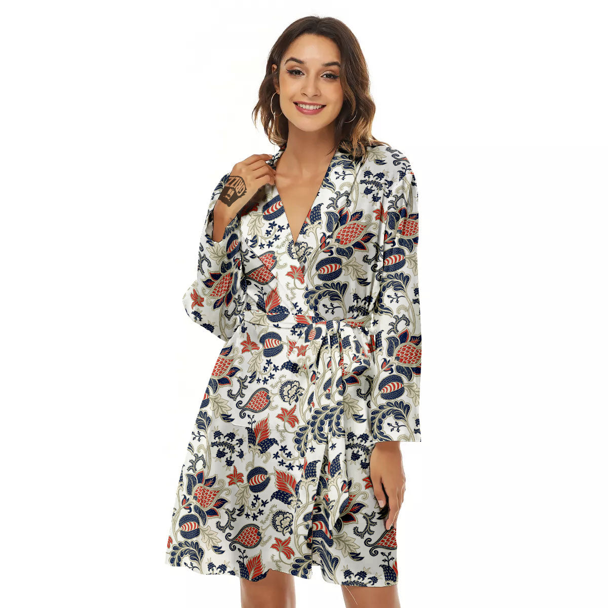 Flower Boho Paisley Print Pattern Women's Robe-grizzshop