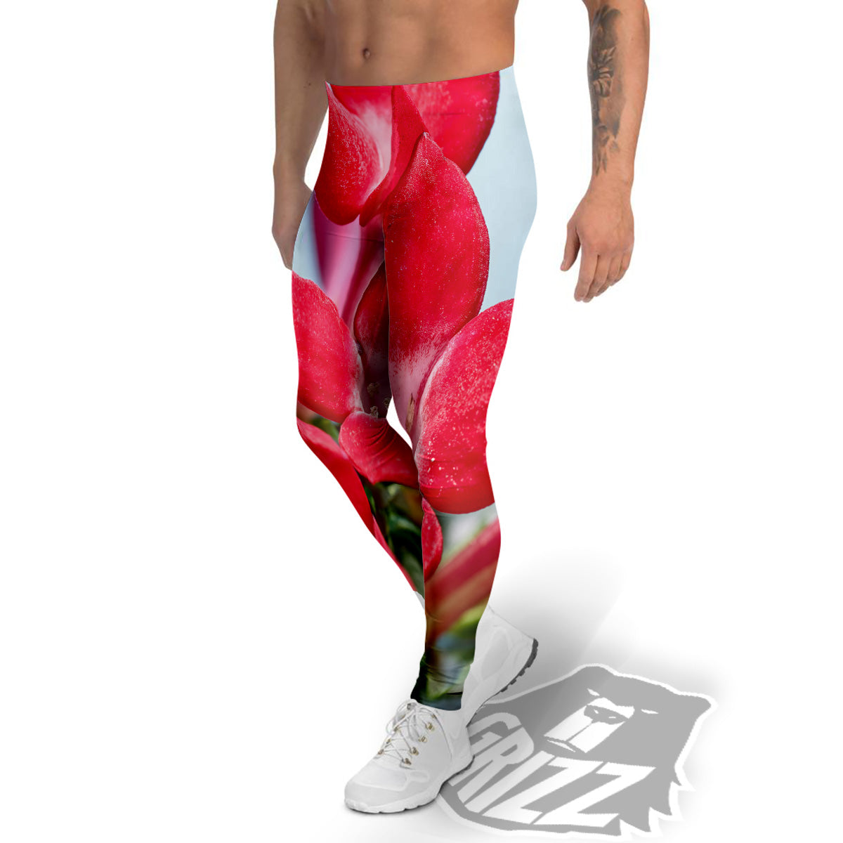 Flower Bouvardia Print Men's Leggings-grizzshop