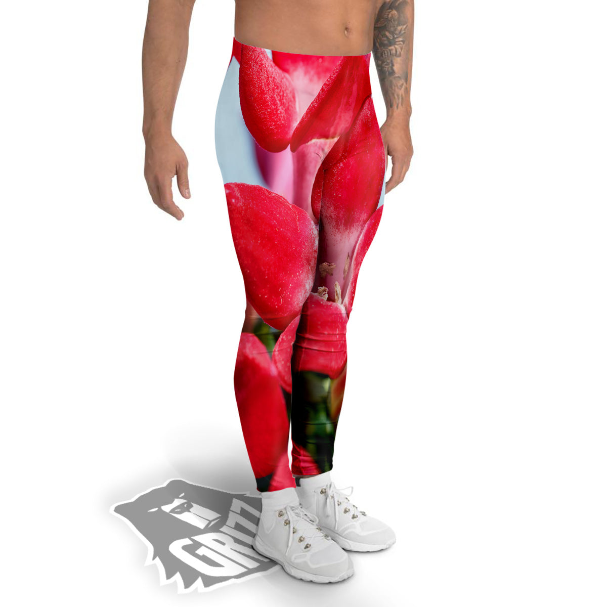 Flower Bouvardia Print Men's Leggings-grizzshop